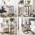 Artiss C-Shaped End Table Set Of 2 Charging Station 2-Tier Side Coffee Table Bedside Wood