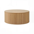 Artiss Round Coffee Table Storage Fluted Center Table Living Room Office 80cm Wood