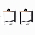 Artiss Set of 2 Narrow Sofa Console Tables with Charging Station, Wood