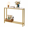 Artiss Console Table Entryway Hallway Display Desk Charging Station Marble Finish White & Gold
