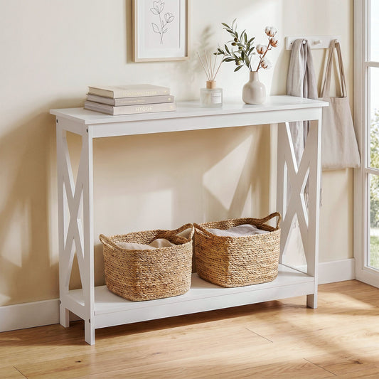 Artiss Console Table Entryway Hallway Display 2-Tier Narrow Sofa Table 100CM White