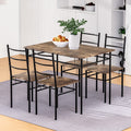 Artiss Dining Table Chairs Set 5PC Industrial Walnut Metal