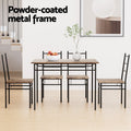 Artiss Dining Table Chairs Set 5PC Industrial Walnut Metal