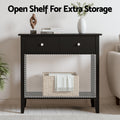 Artiss Console Table 80cm 2 Drawer Black Hallway Sofa Entryway