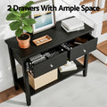 Artiss Console Table 80cm 2 Drawer Black Hallway Sofa Entryway
