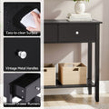 Artiss Console Table 80cm 2 Drawer Black Hallway Sofa Entryway