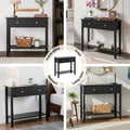 Artiss Console Table 80cm 2 Drawer Black Hallway Sofa Entryway