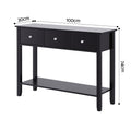 Artiss Console Table 100cm 3 Drawers Black Hallway Sofa Entryway