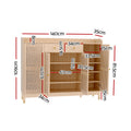 Artiss Shoe Rack Cabinet 26 Pairs Pine Wood Shelves Storage