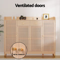 Artiss Shoe Rack Cabinet 26 Pairs Pine Wood Shelves Storage
