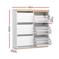 Artiss Shoe Rack Cabinet 3-Tier White 45 Pairs Storage