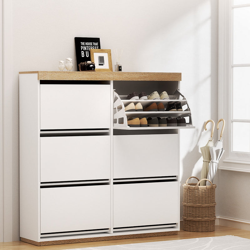Artiss Shoe Rack Cabinet 3-Tier White 45 Pairs Storage