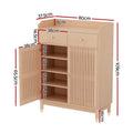Artiss Shoe Rack Cabinet 4-Tier 16 Pairs Pine Wood