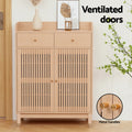Artiss Shoe Rack Cabinet 4-Tier 16 Pairs Pine Wood