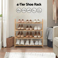Artiss 4 Tier Bamboo Shoe Rack Storage Organiser Pine