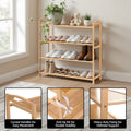 Artiss 4 Tier Bamboo Shoe Rack Storage Organiser Pine