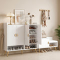 Artiss Shoe Cabinet Bench Set Adjustable Shelf Hallway Living Room White