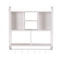 Artiss Floating Wall Shelf 6 Hooks Wall Mounted Storage Cubby Rack 73.5x74CM White