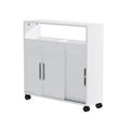 Artiss Bathroom Storage Cabinet 3 Doors Toilet Caddy Shelf Wheels White