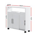 Artiss Bathroom Storage Cabinet 3 Doors Toilet Caddy Shelf Wheels White