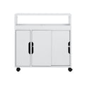 Artiss Bathroom Storage Cabinet 3 Doors Toilet Caddy Shelf Wheels White
