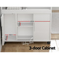 Artiss Bathroom Storage Cabinet 3 Doors Toilet Caddy Shelf Wheels White