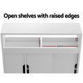 Artiss Bathroom Storage Cabinet 3 Doors Toilet Caddy Shelf Wheels White
