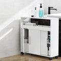 Artiss Bathroom Storage Cabinet 3 Doors Toilet Caddy Shelf Wheels White