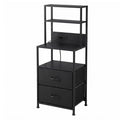 Artiss Bedside Table Tall LED Charging Drawers Black Nightstand