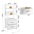 Artiss Bedside Table Tall White LED Charging Station Drawers