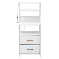 Artiss Bedside Table Tall White LED Charging Station Drawers