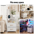 Artiss Bedside Table Tall White LED Charging Station Drawers