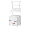 Artiss Bedside Table Tall White LED Charging Station Drawers