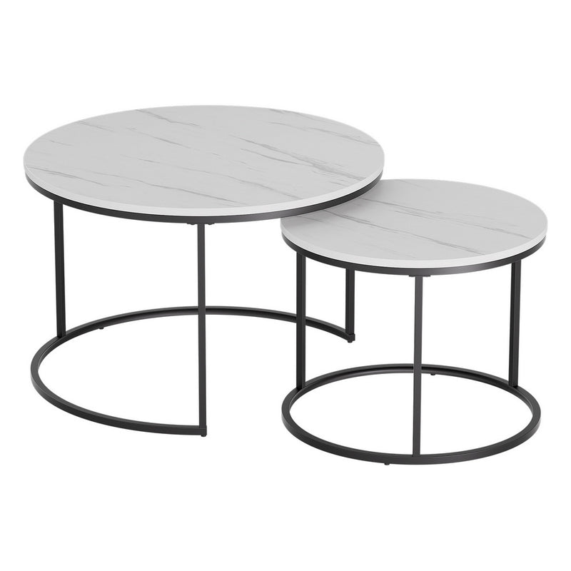 Artiss Nesting Coffee Table Set 2 Marble Effect White