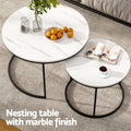 Artiss Nesting Coffee Table Set 2 Marble Effect White