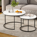 Artiss Nesting Coffee Table Set 2 Marble Effect White
