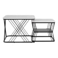 Artiss Nesting Coffee Table Set 2 Marble Effect White