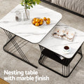 Artiss Nesting Coffee Table Set 2 Marble Effect White