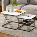 Artiss Nesting Coffee Table Set 2 Marble Effect White
