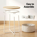 Artiss Round Coffee Table Charging Station Storage Basket