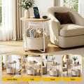 Artiss Round Coffee Table Charging Station Storage Basket