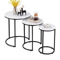 Artiss Nesting Coffee Table Set of 3 Round Stackable Side End Tables Marble Finish White