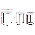 Artiss Nesting Coffee Table Set of 3 Round Stackable Side End Tables Marble Finish White