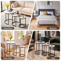 Artiss Nesting Coffee Table Set of 3 Round Stackable Side End Tables Marble Finish White