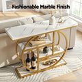 Artiss Console Table Marble 4-Tier Shelves 105cm White Gold