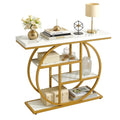Artiss Console Table Marble 4-Tier Shelves 105cm White Gold