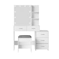 Artiss Dressing Table White LED Bulbs Mirror Stool Set