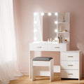 Artiss Dressing Table White LED Bulbs Mirror Stool Set