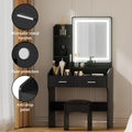 Artiss Dressing Table With Stool LED Mirror Black