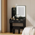 Artiss Dressing Table With Stool LED Mirror Black
